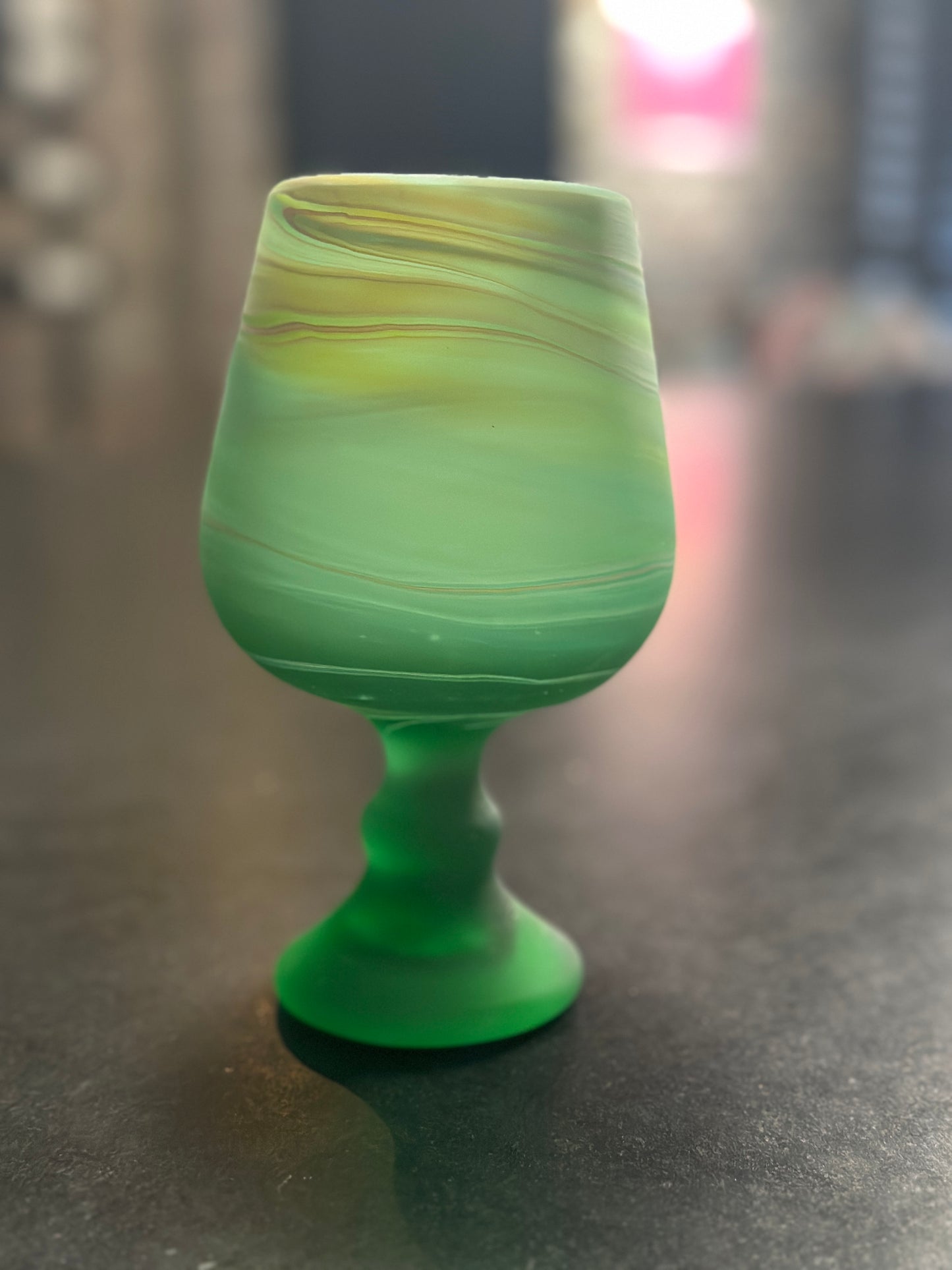 Hebron Large Green Wine Glasses